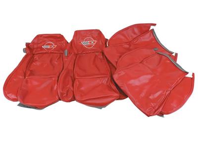 84-88 STD Seat Covers - Non-Perforated Inserts & Embroidered Emblem (Leather) 