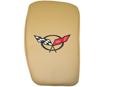 97-04 Center Console Cushion Cover - Vette Rest Tan With Black C5 Logo - CA