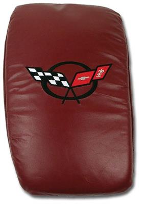 97-99 Center Console Cushion Cover - Vette Rest Firethorn Red With Black C5 Logo