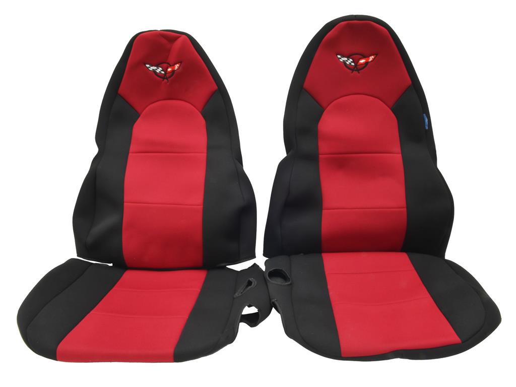 97-04 Seat Slip Covers - Wet Suit / Neoprene Black With Red Insert