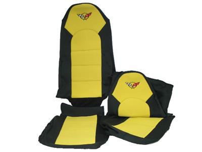 1997-2004 Seat Slip Covers - Wet Suit / Neoprene Black With Yellow Insert