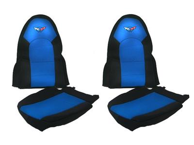 97-04 Seat Slip Covers - Wet Suit / Neoprene Black With Blue Insert