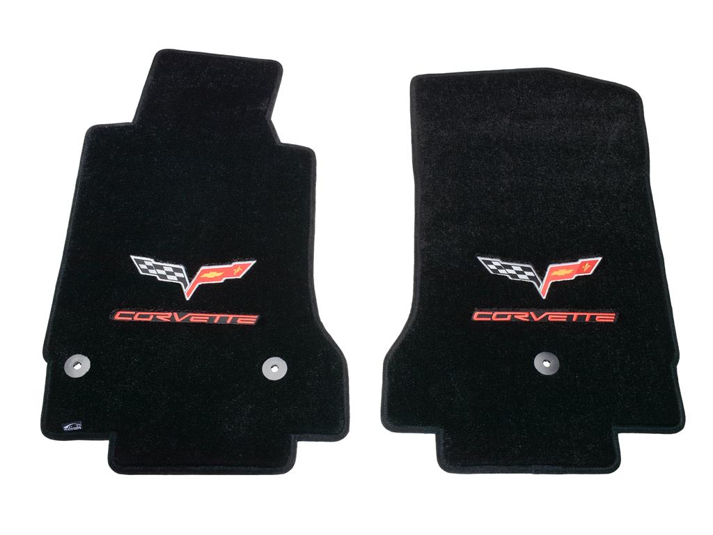 2005-2007E C6 Floor Mats C6 Emblem and Red Script - Lloyd Design