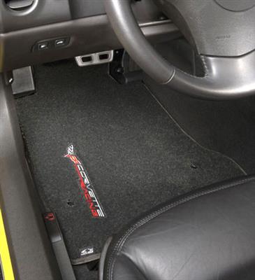 2005-2007E Floor Mats W/Sideways C6 Corvette Racing Logo - Lloyd Design