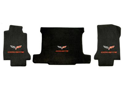 2005-2007E Floor & Cargo Mat Set Coupe C6 Flag and Red Script Lloyd Design