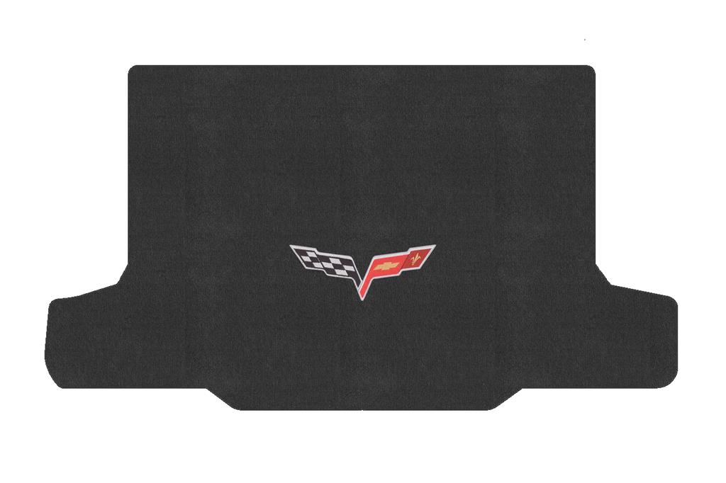 2005-2013 Velourtex Cargo Mat - Ebony With C6 Flag - Convertible