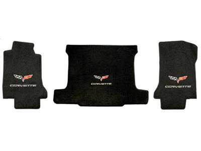 2005-2007E Floor And Cargo Mat Set Coupe C6 Flag and Silver Script Lloyd Design