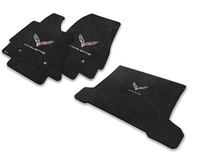 2014-2019 Floor And Cargo Mat Set-C7 Crossflag Emblem & Silver Corvette Script