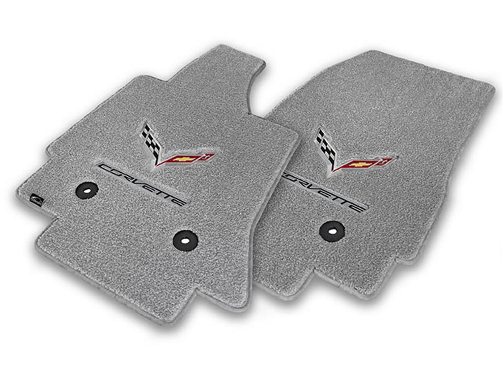 2014-2019 Floor Mat-C7 Cross Flag Emblem & Black Corvette Script - Lloyd Design