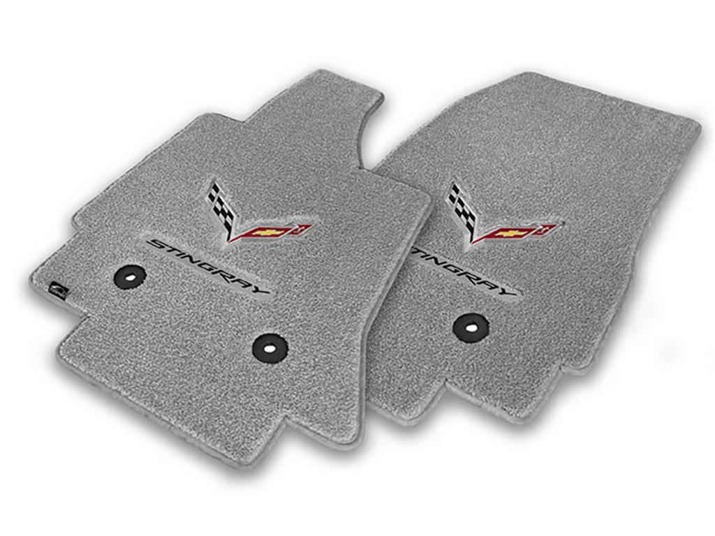 2014-2019 Floor Mat-C7 Cross Flag Emblem & Black Stingray Script - Lloyd Design