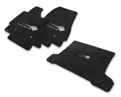 2014-2019 Floor & Cargo Mat Set C7 Stingray Emb -Silver Corvette Script - Lloyds