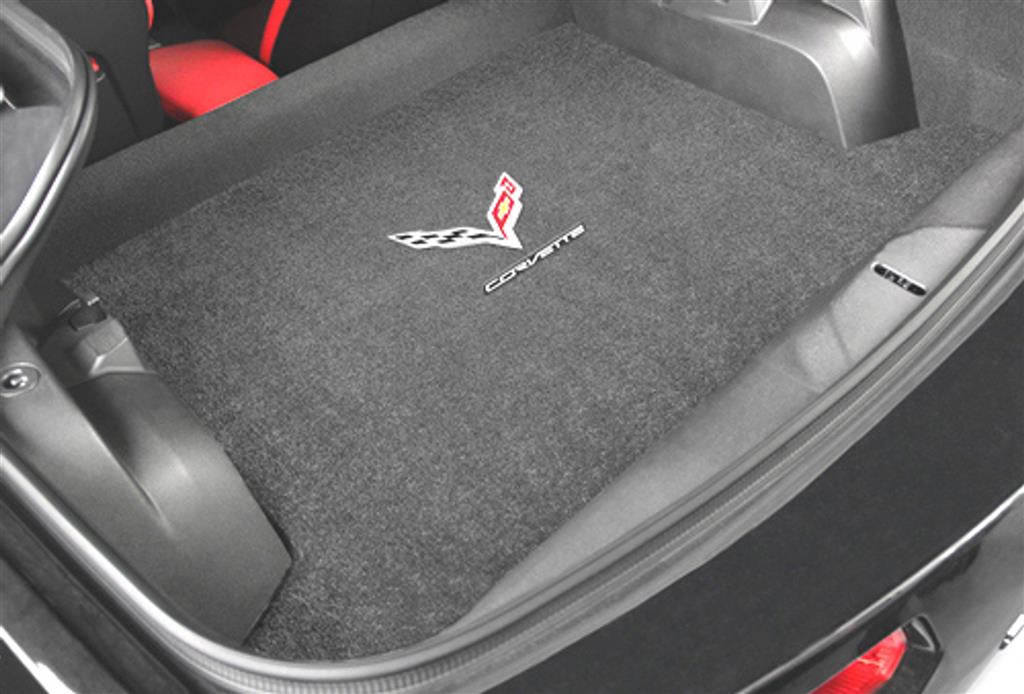 2014-2019 Black Cargo Mat - C7 Crossflag Emblem & Silver Corvette Script