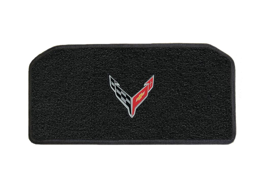 2020-2027 Ebony / Black Lloyds C8 Cross Flag Emblem Front Trunk Mat