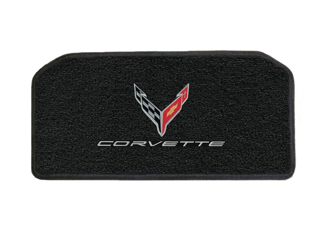 2020-2027 Ebony / Black Lloyds C8 Cross Flag Emblem & Script Front Trunk Mat