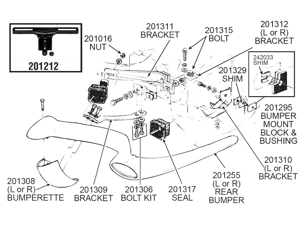 58-60 Front And Rear Bumper Mount Blocks and Bushings Set