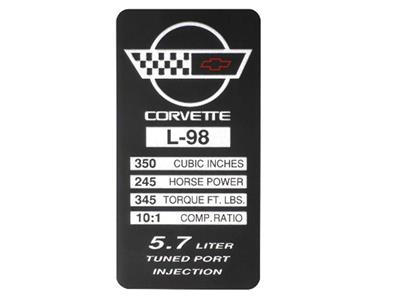 1991 Console Engine Spec Plate - 245 Horsepower *Discontinued*