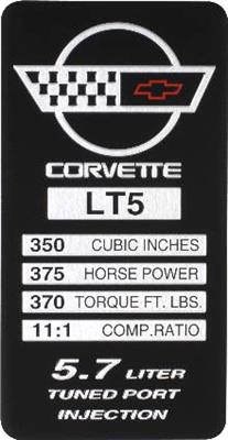 91-92 Console Engine Spec Plate - Zr-1 "Discontinued"