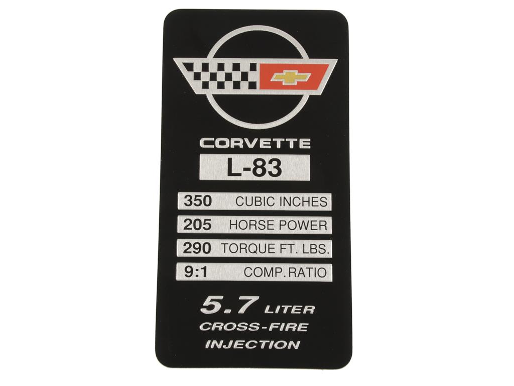 84 Console Engine Spec Plate - L83 *Discontinued*