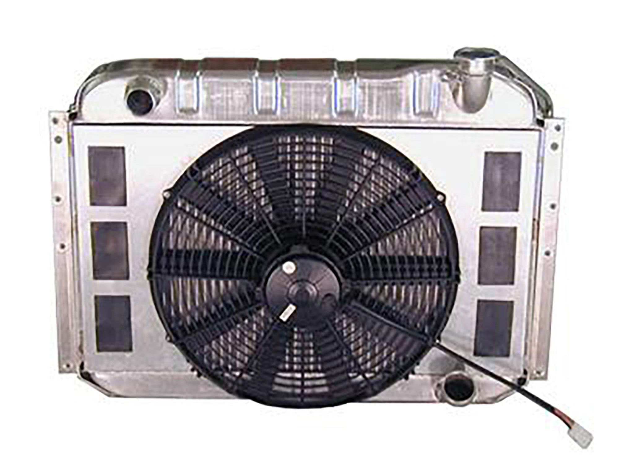 55-60 Direct Fit Aluminum Radiator & Fan Combo w/Auto Trans Cooler (High Profile) Radiator Finish: Natural