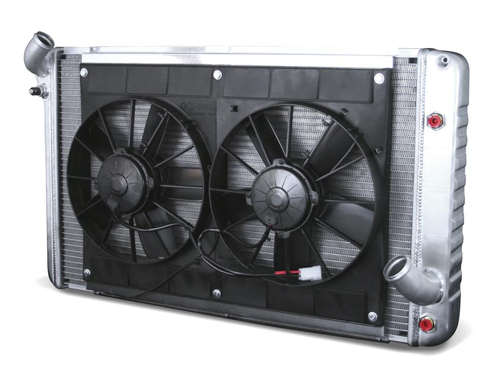 69-72 427/454 w/Auto Direct Fit Aluminum Radiator & Fan Combo Radiator Finish: Natural