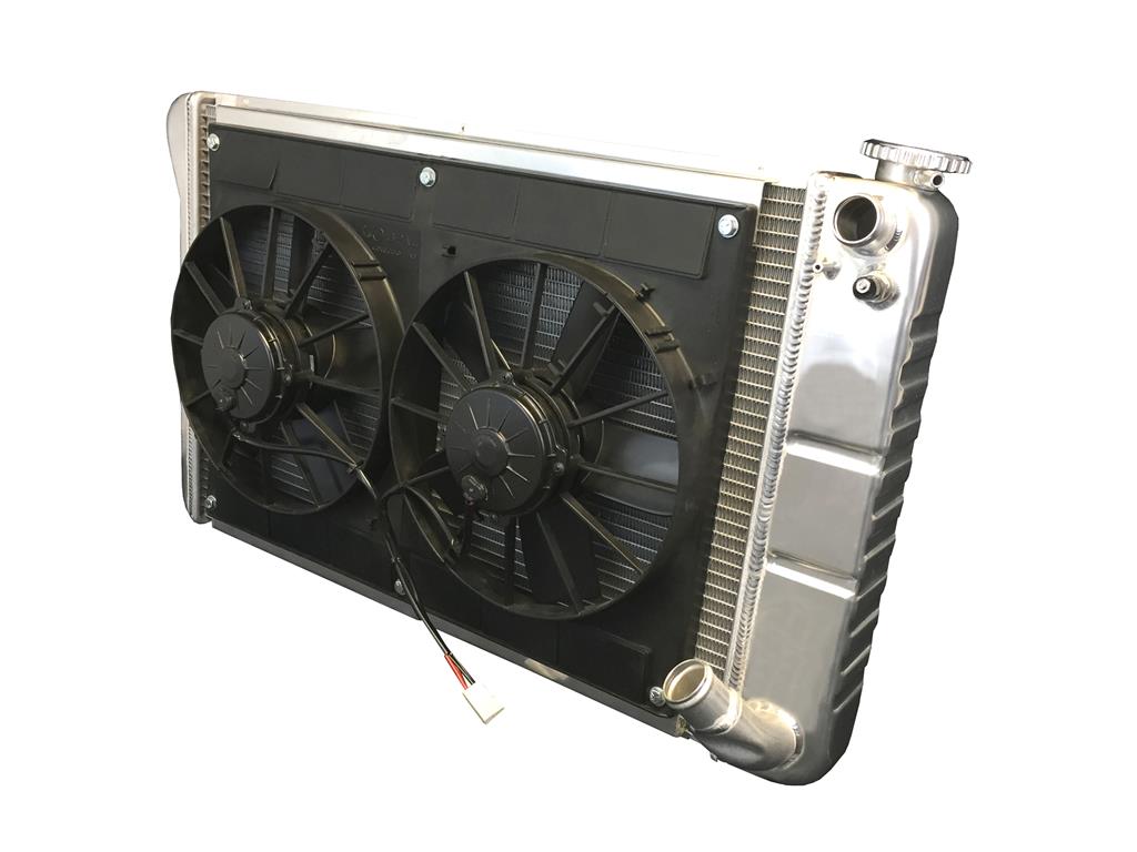 69-72 350 Auto LS Conversion Direct Fit Aluminum Radiator & Fan Combo Radiator Finish: Natural