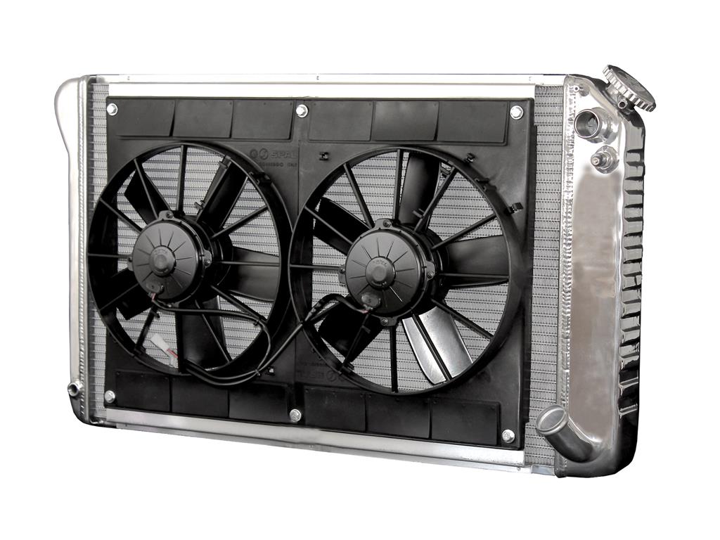 77-82 w/Auto LS Conversion Direct Fit Aluminum Radiator & Fan Combo Radiator Finish: Natural
