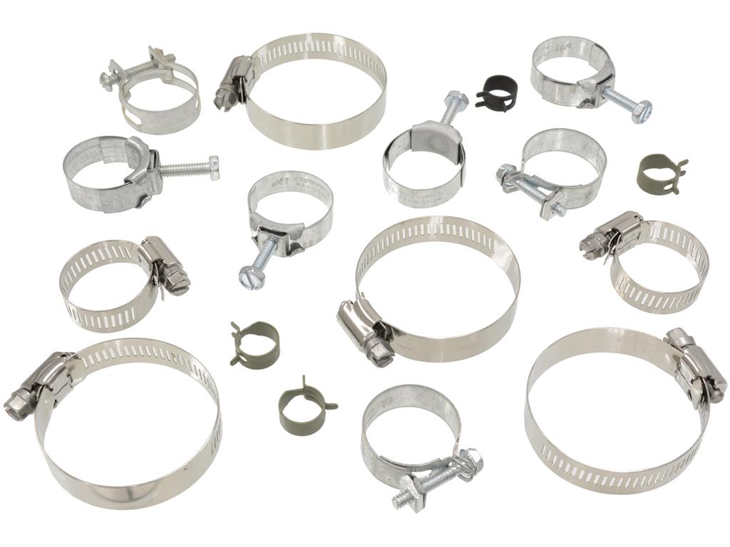 73-74 Radiator And Heater Hose Clamp Set - 454 With Air Conditioning - 17 Pieces