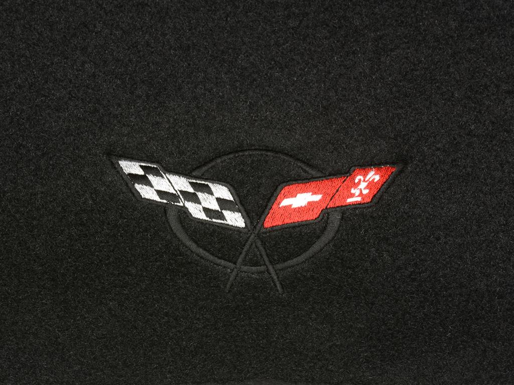 1997-2004 Dash Mat - Black With C5 Embroidered Logo - Except Heads Up Display