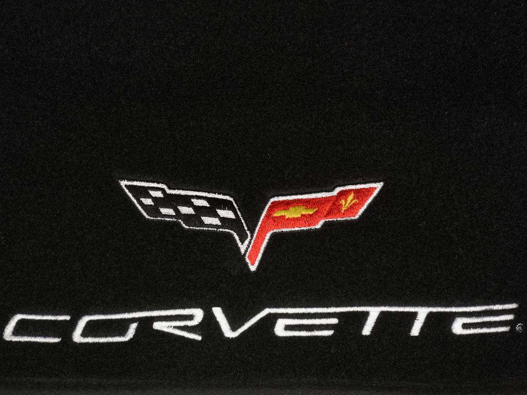 2005-2013 Dash Mat - Black With C6 Embroidered Logo - Except Heads Up Display