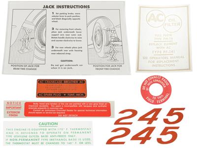 58 Decal Set - 245 Horsepower - 8 Pieces