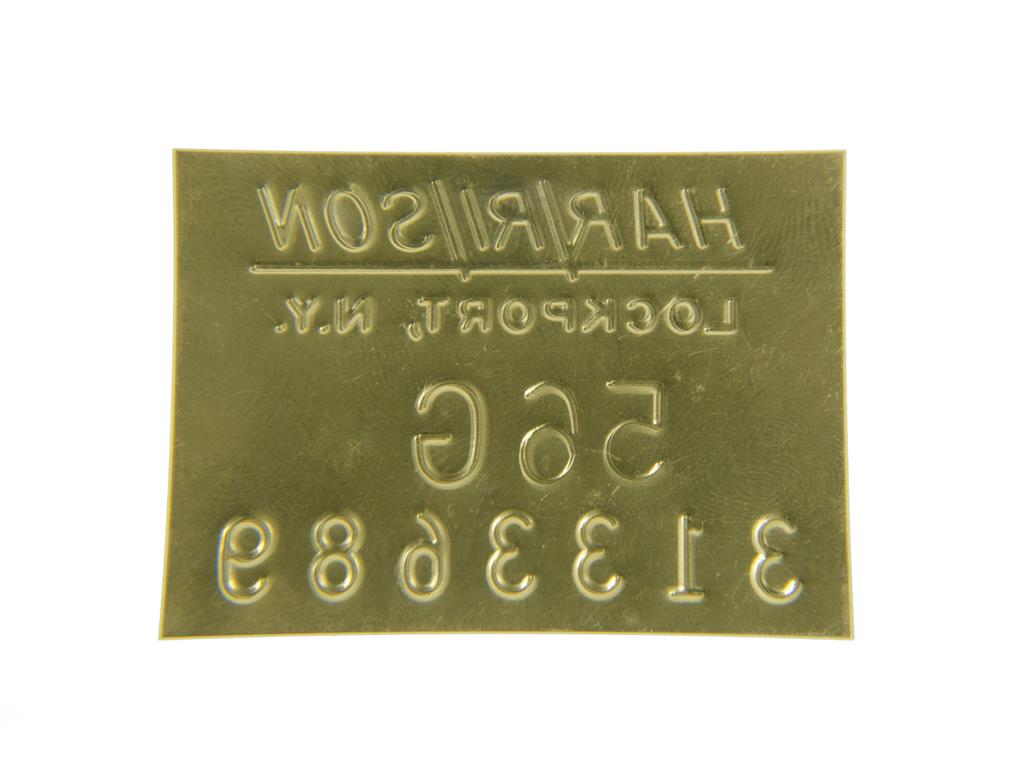 53-61 Radiator Brass Part Number & Date ID Plate