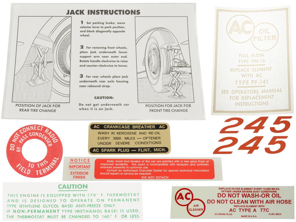 59-60 Decal Set - 250 Horsepower - 9 Pieces