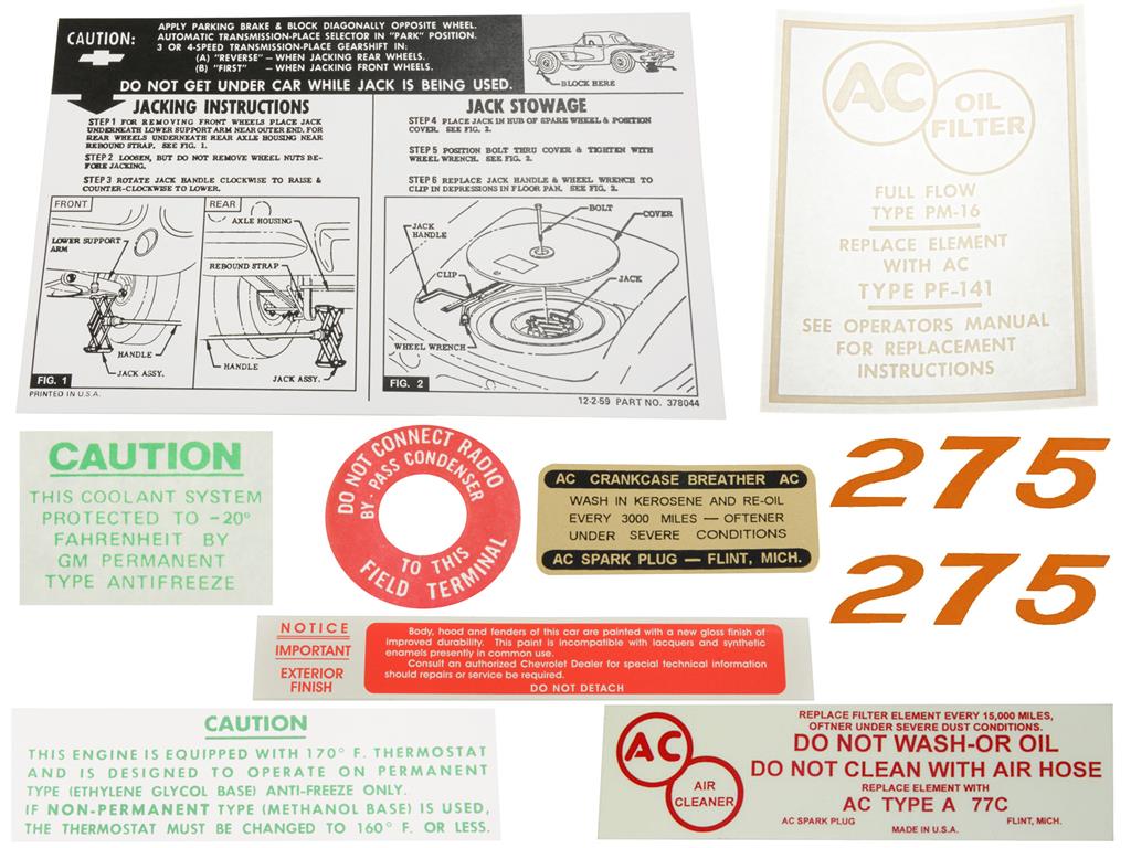 61 Decal Set - 275 Horsepower - 9 Pieces