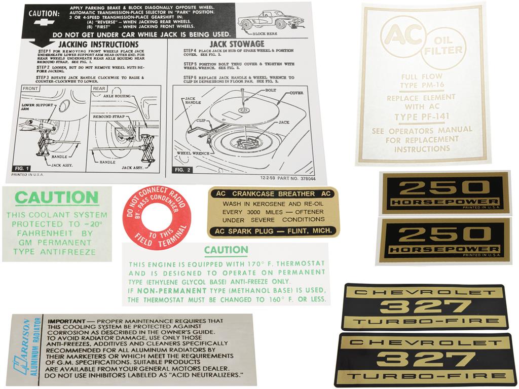 62 Decal Set - 250 Horsepower - 11 Pieces