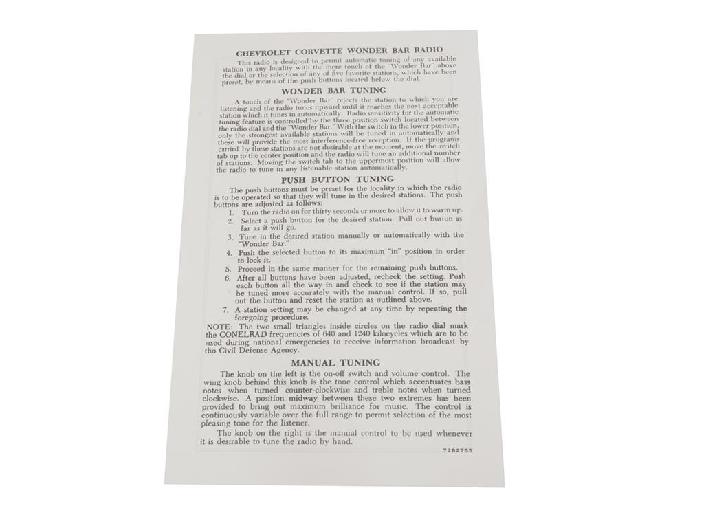 58-62 Wonder Bar Radio Instructions