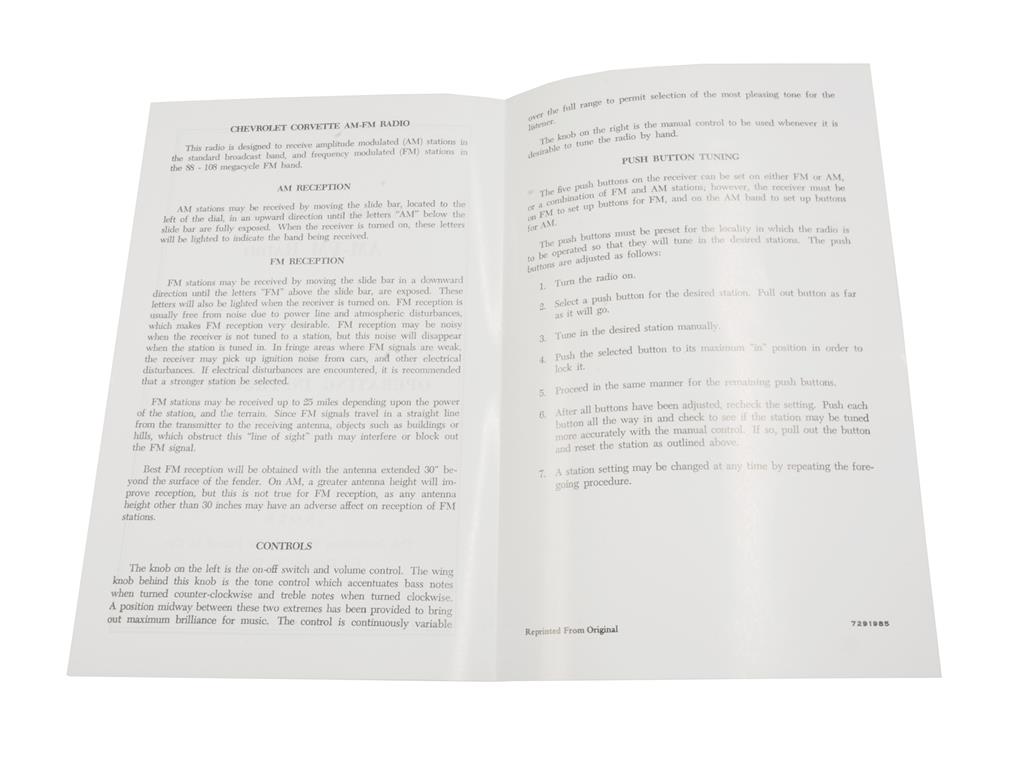 65-67 AM/FM Radio Instruction Sheet