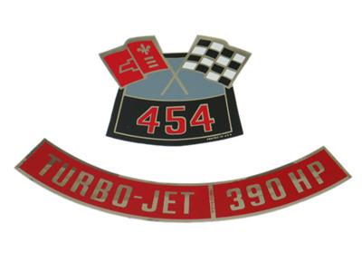 70 Air Cleaner Decal - Turbo Jet 390 HP Plus 454 Flags