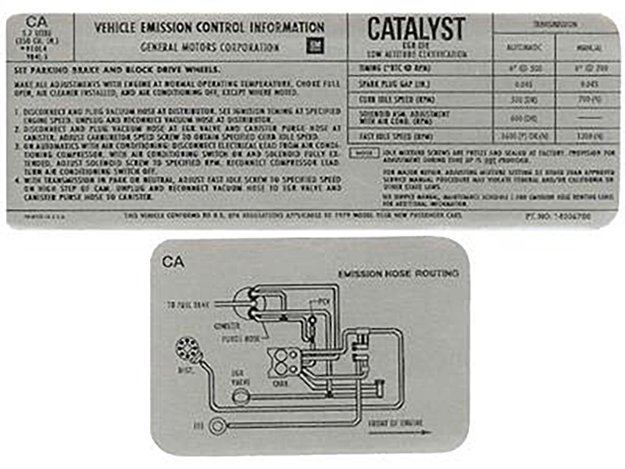 79 Emission Decal - L48 Without AIR (CA)