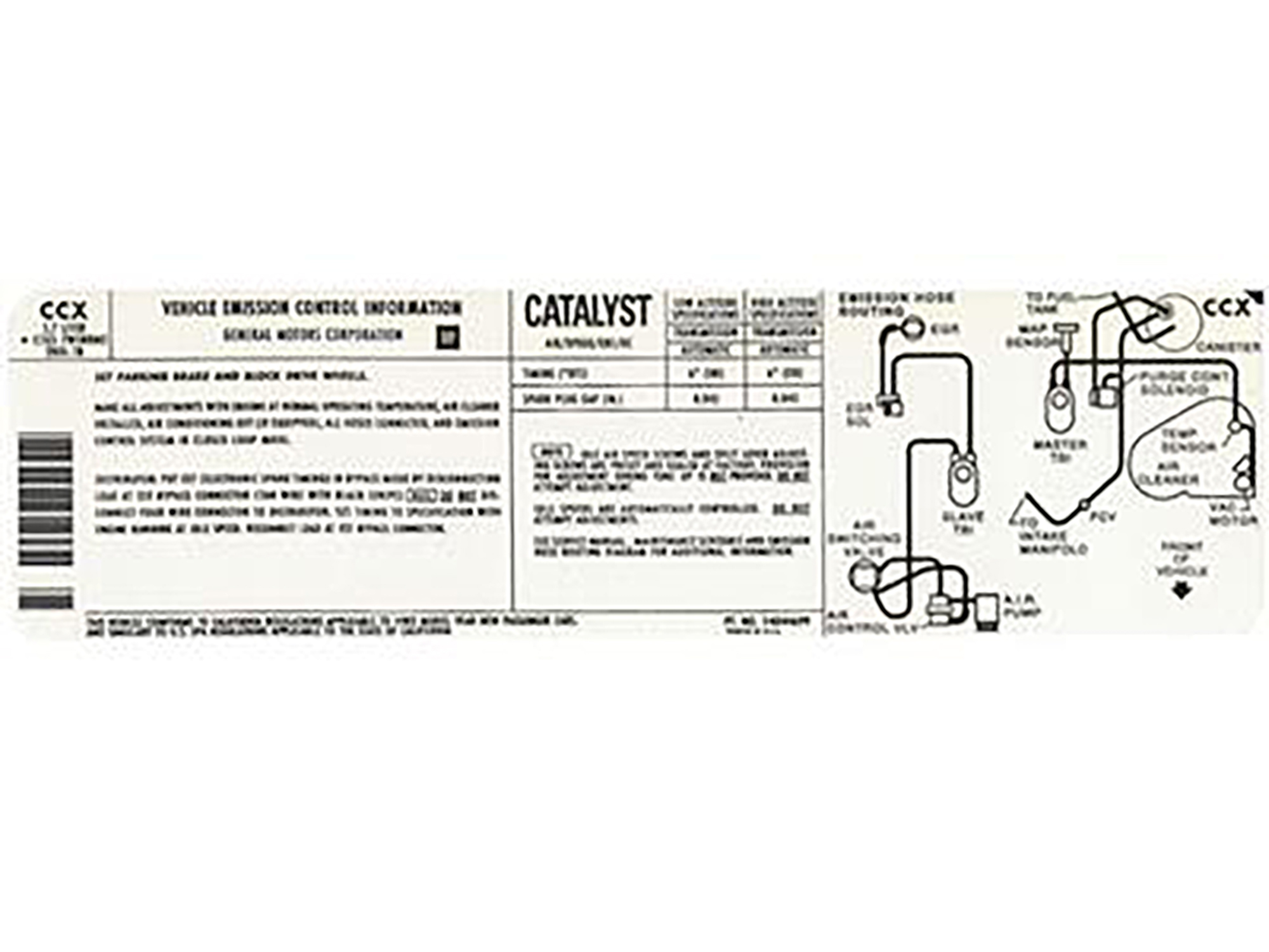 82 Calif Emission Decal (CCX)