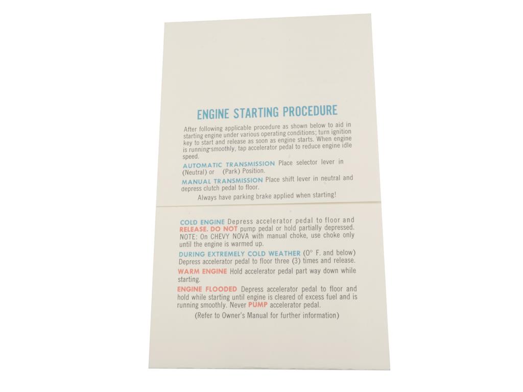 69-72 Ignition Lock Starting Instruction - Sleeve On Sunvisor
