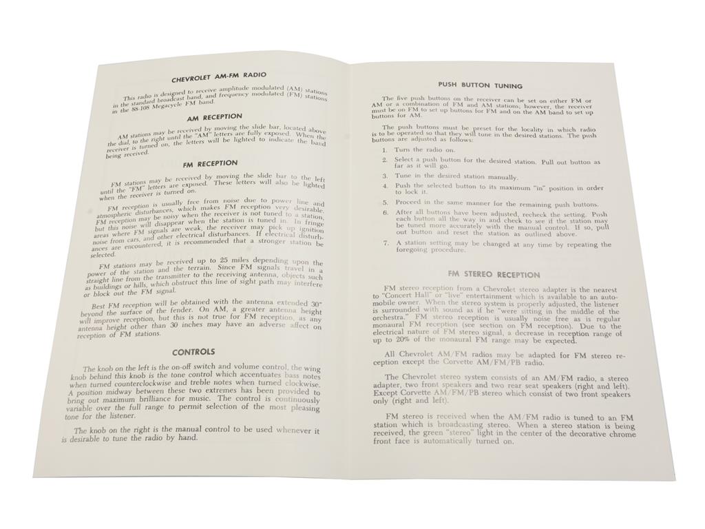 68-76 AM/FM Radio Instructions