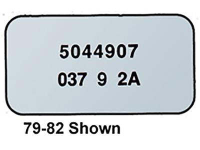 1979-1982 Windshield Wiper Motor Label - 5044907 (ND)