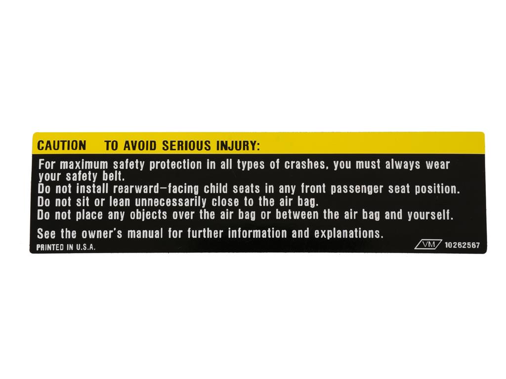 90-96 Sunvisor / Air Bag Warning Decal - Caution