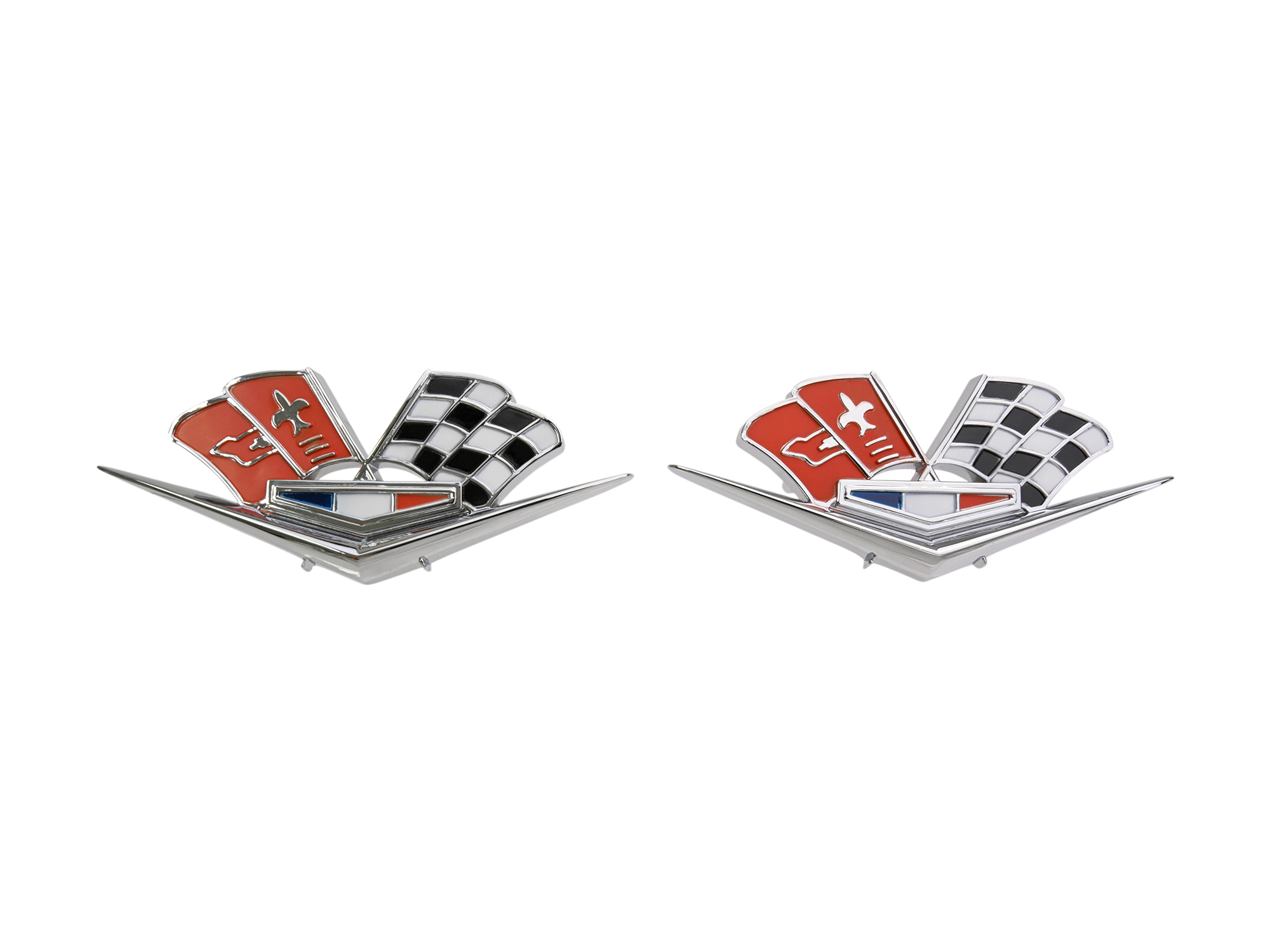 1963L-1965 Side Flags Emblems - Correct Orange Red Color (Improved Show Quality)