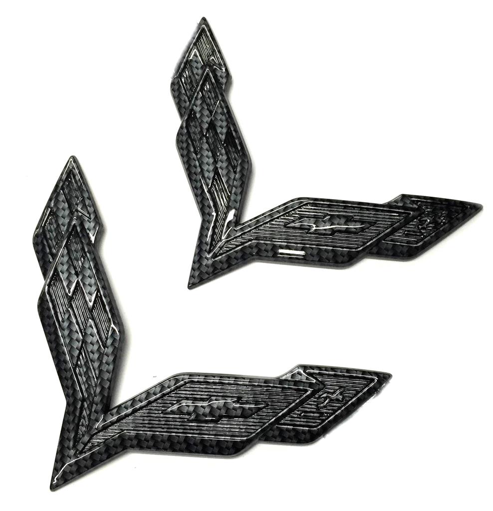 14-19 Emblem - Front And Rear Flag - Carbon Fiber Look