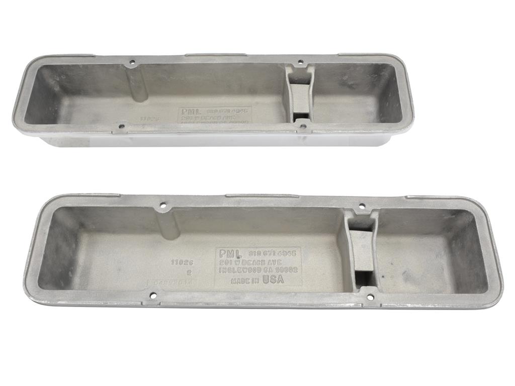 59-82 Valve Covers 283/327/350 Ribbed w/Corvette Script & Fins - Polished (ND)