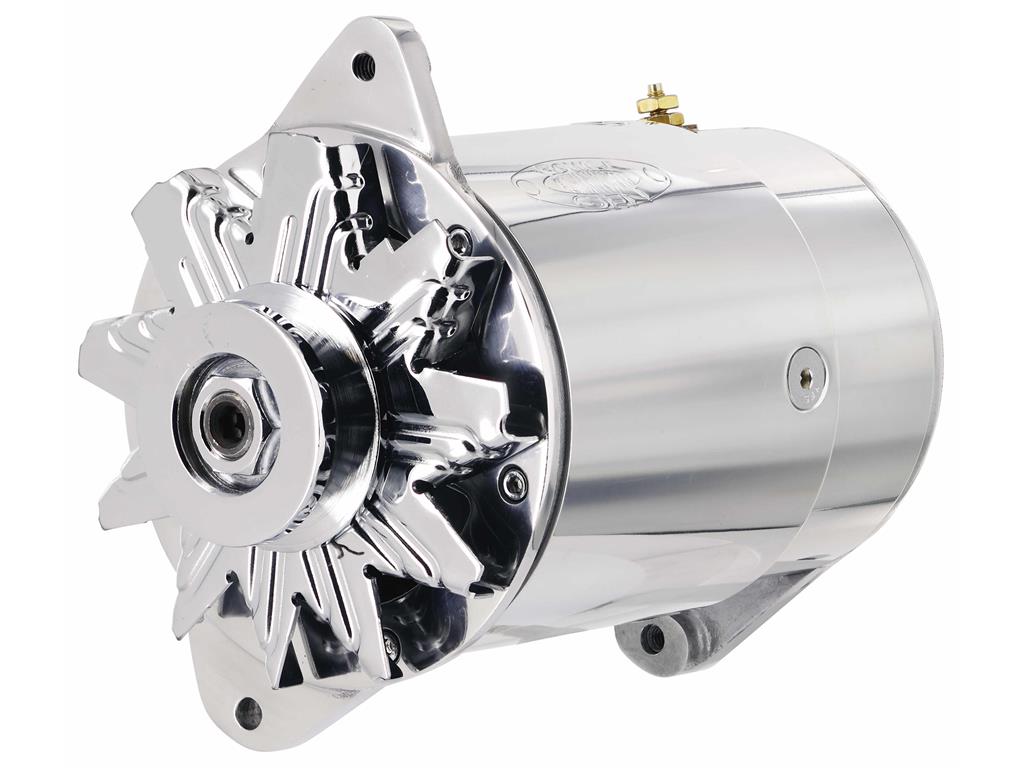1956-1957 Powermaster PowerGEN Alternator 90-65 Amps 3/8 1VP Polished