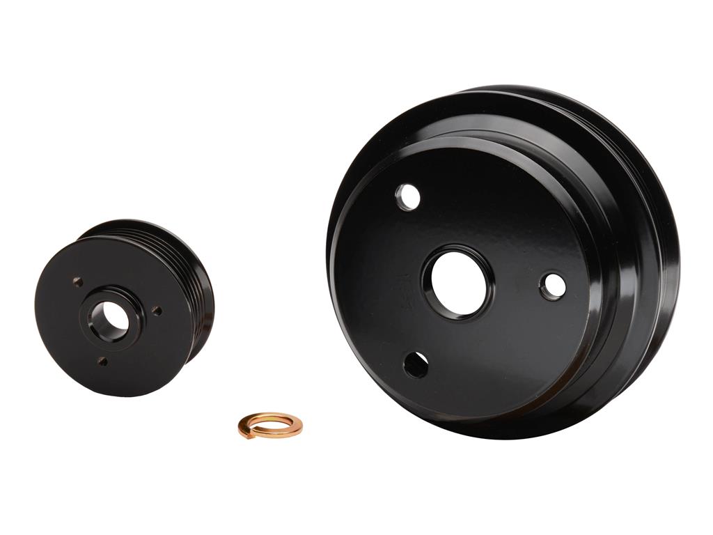 84-87 March Engine Pulleys Set - Black Powder Coated Aluminum 2 Piece System