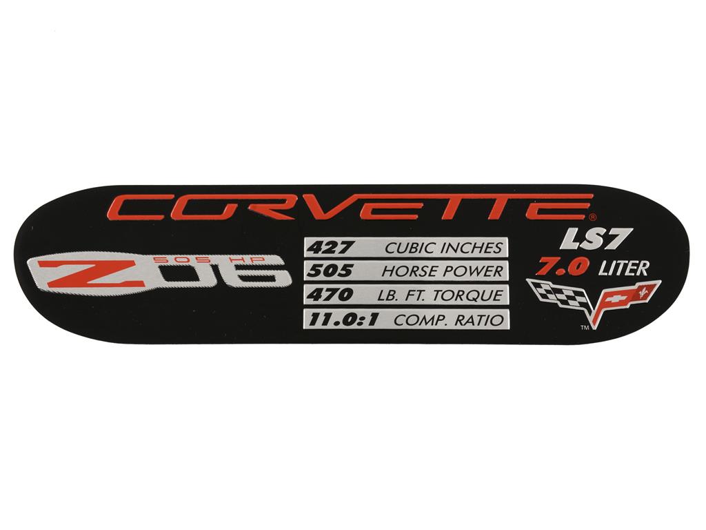 06-13 LS7 / Z06 Engine Performance ID Spec Plate *Discontinued*