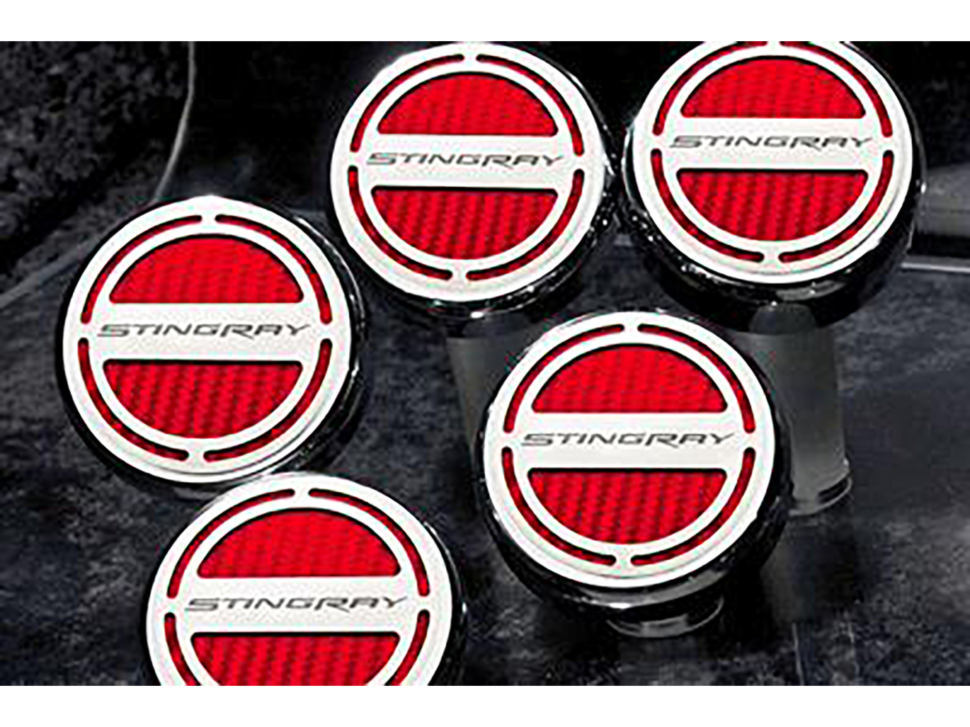 14-19 Engine Cap Cover - Slotted Carbon Fiber - Set Of 5 - With Automatic
